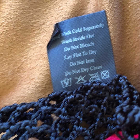 T &W Designs Colorblock Patchwork Faux Suede & Black Crochet Cardigan Size L - Picture 7 of 7